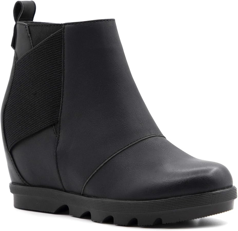 Athlefit Ankle Boots Womens, Boots for Women, Leather Wedge Booties, Comfortable Slip On Platform... | Amazon (CA)