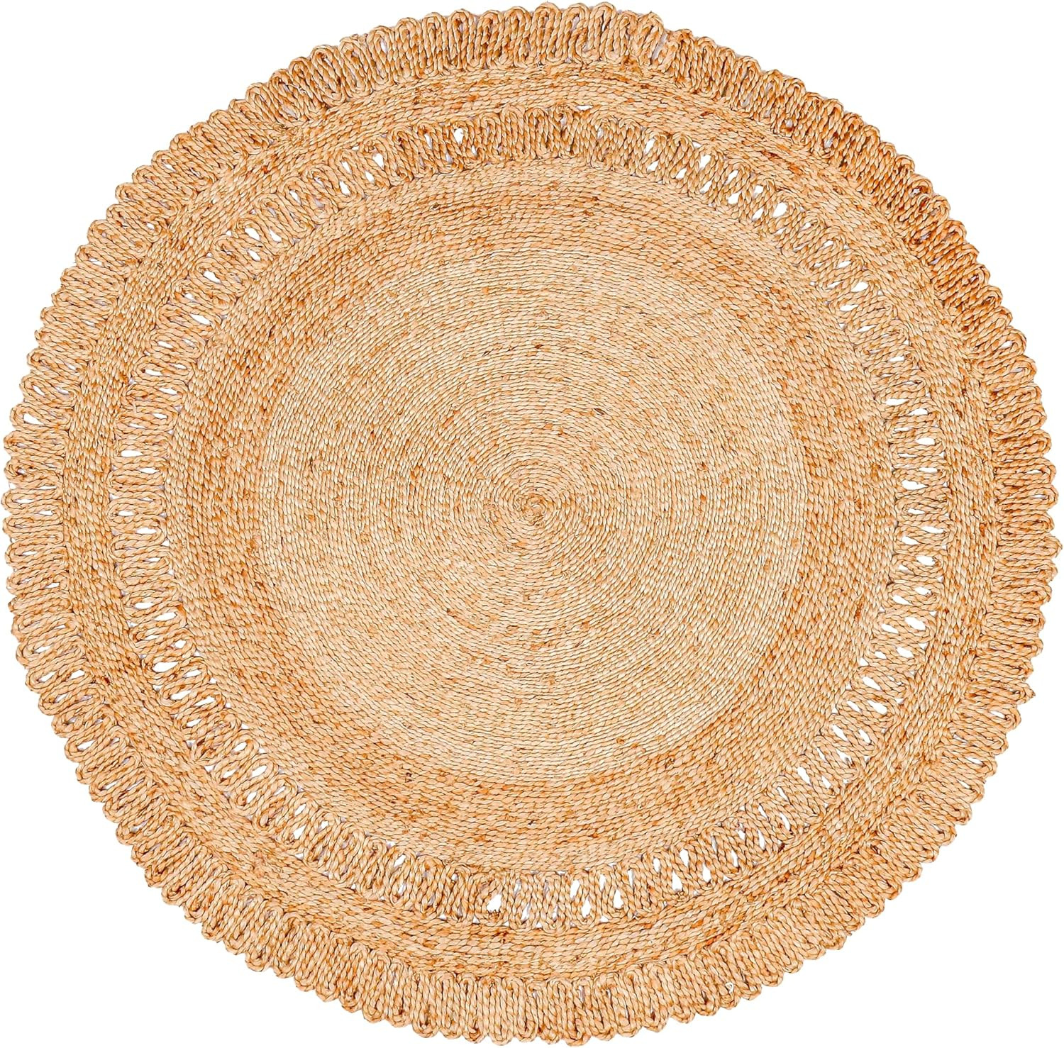 Hand Woven Jute Area Rug - 4' Round - Rustic Beige Reversible Farmhouse Rugs for Bedroom, Kitchen... | Amazon (US)
