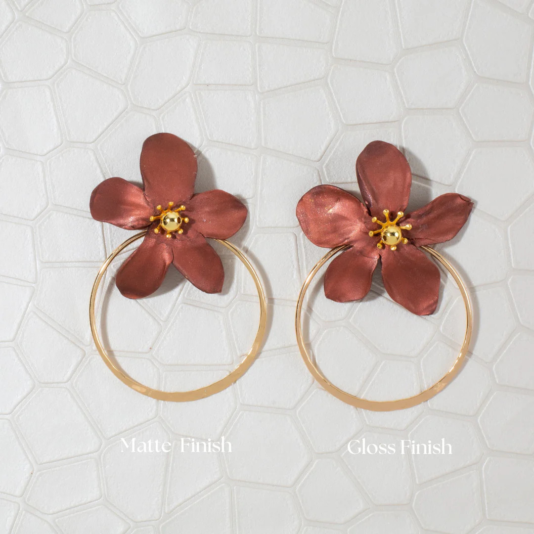 Amalia Gold Floral Hoop Earrings - Statement Design | Forlanya | Forlanya