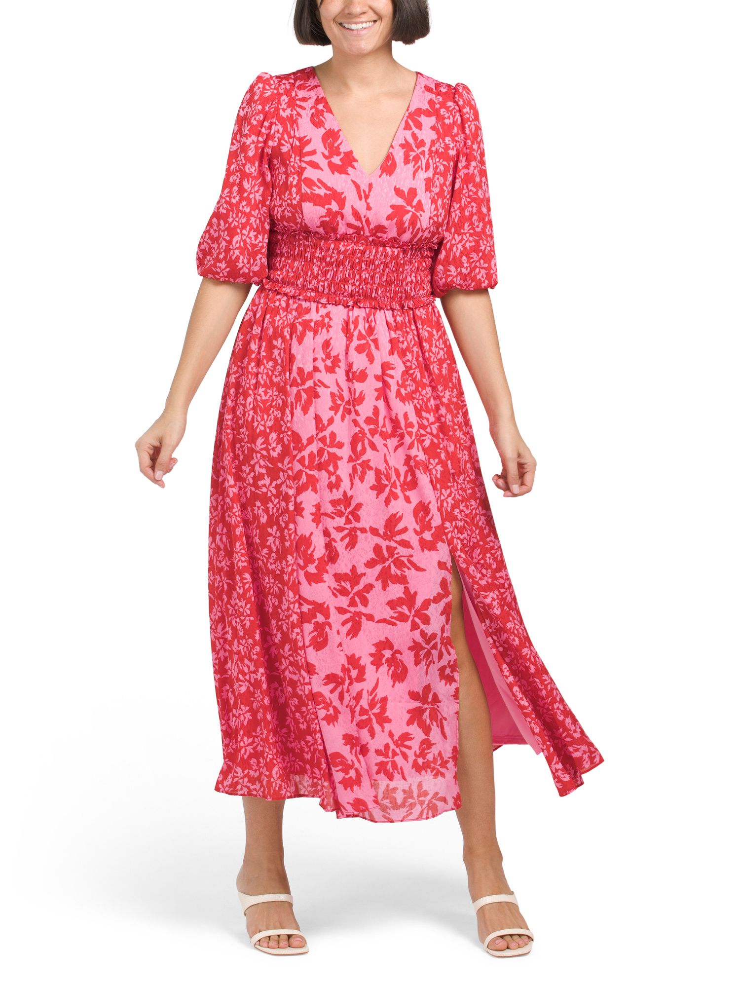 Floral Midi Dress With Smocked Waist | Marshalls
