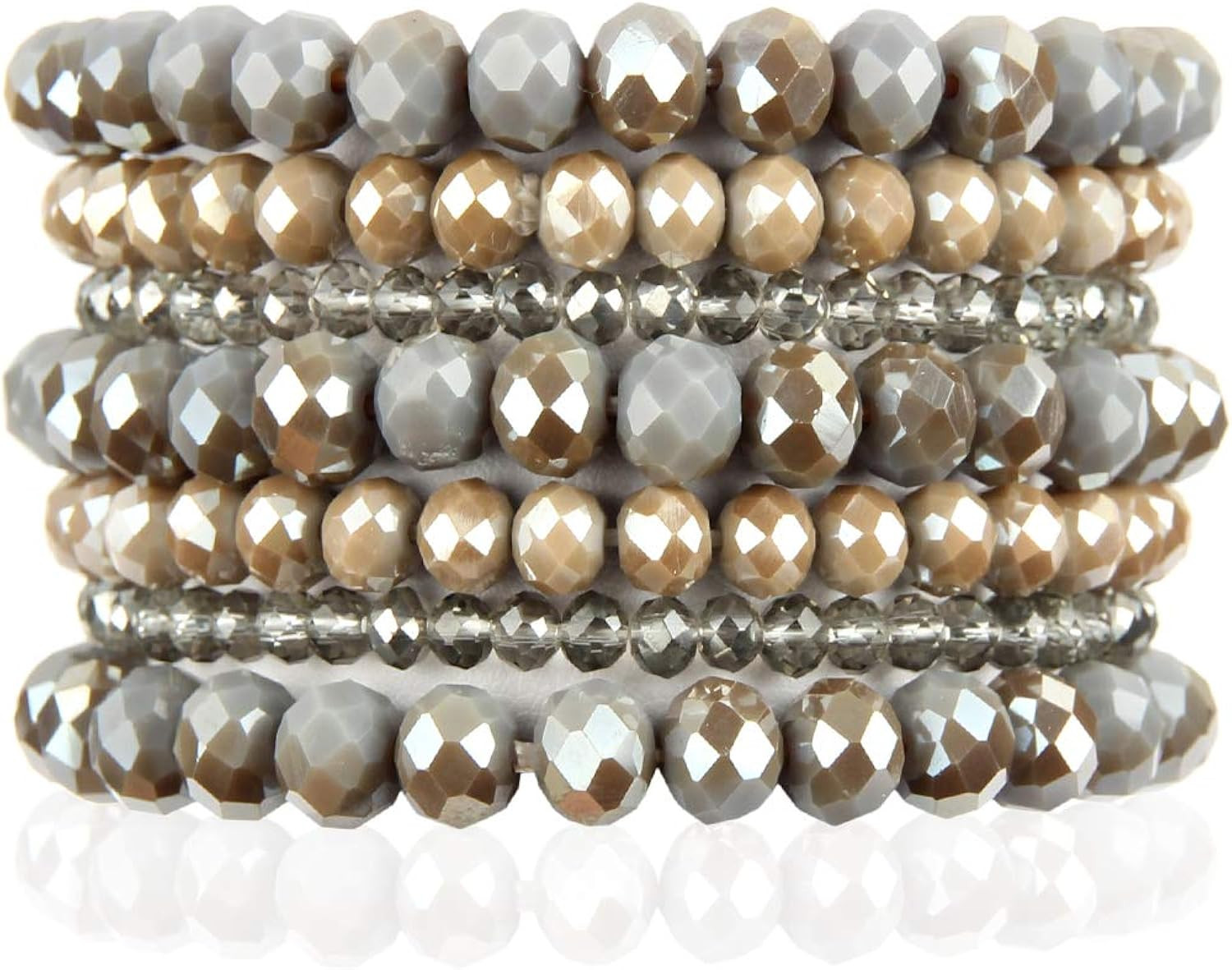 Bohemian Multi-Layer Beaded Stacking Statement Bracelets - Versatile Stretch Strand Sparkly Crystal  | Amazon (US)