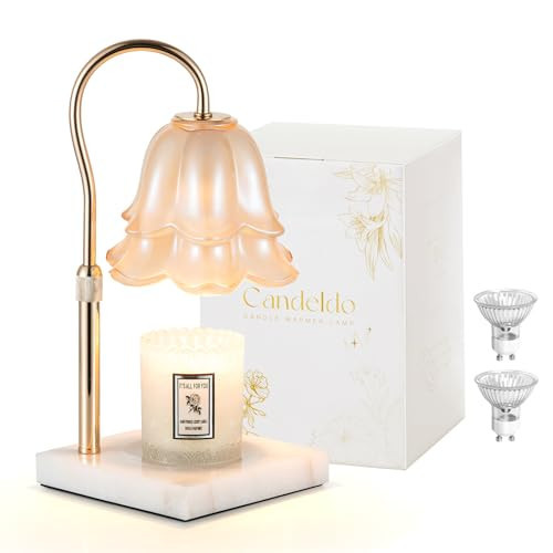 Candeldo Candle Warmer Lamp with Timer: Flower Candle Warming Lamp with Marble Base Height Adjustable Wax Warmer Dimmable Modern Kitchen Bathroom Decor Mom Birthday Gift for Grandma | Amazon (US)