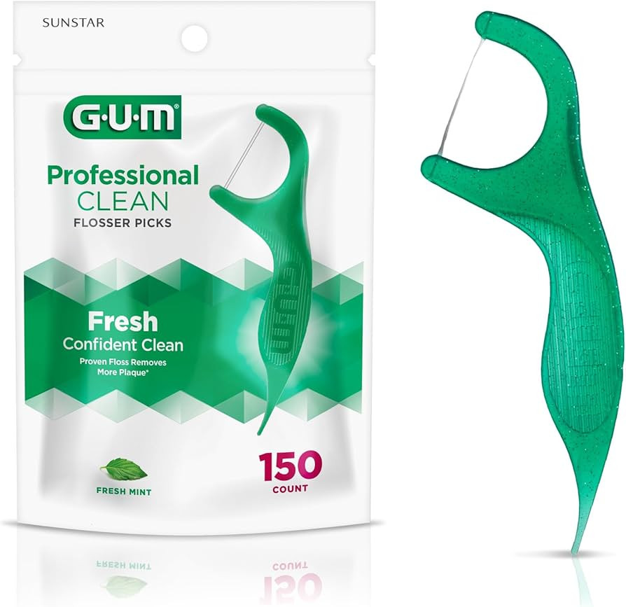 GUM Professional Clean Floss Picks - Extra Strong Shred-Resistant Floss, Easy Grip Handle - Denta... | Amazon (US)