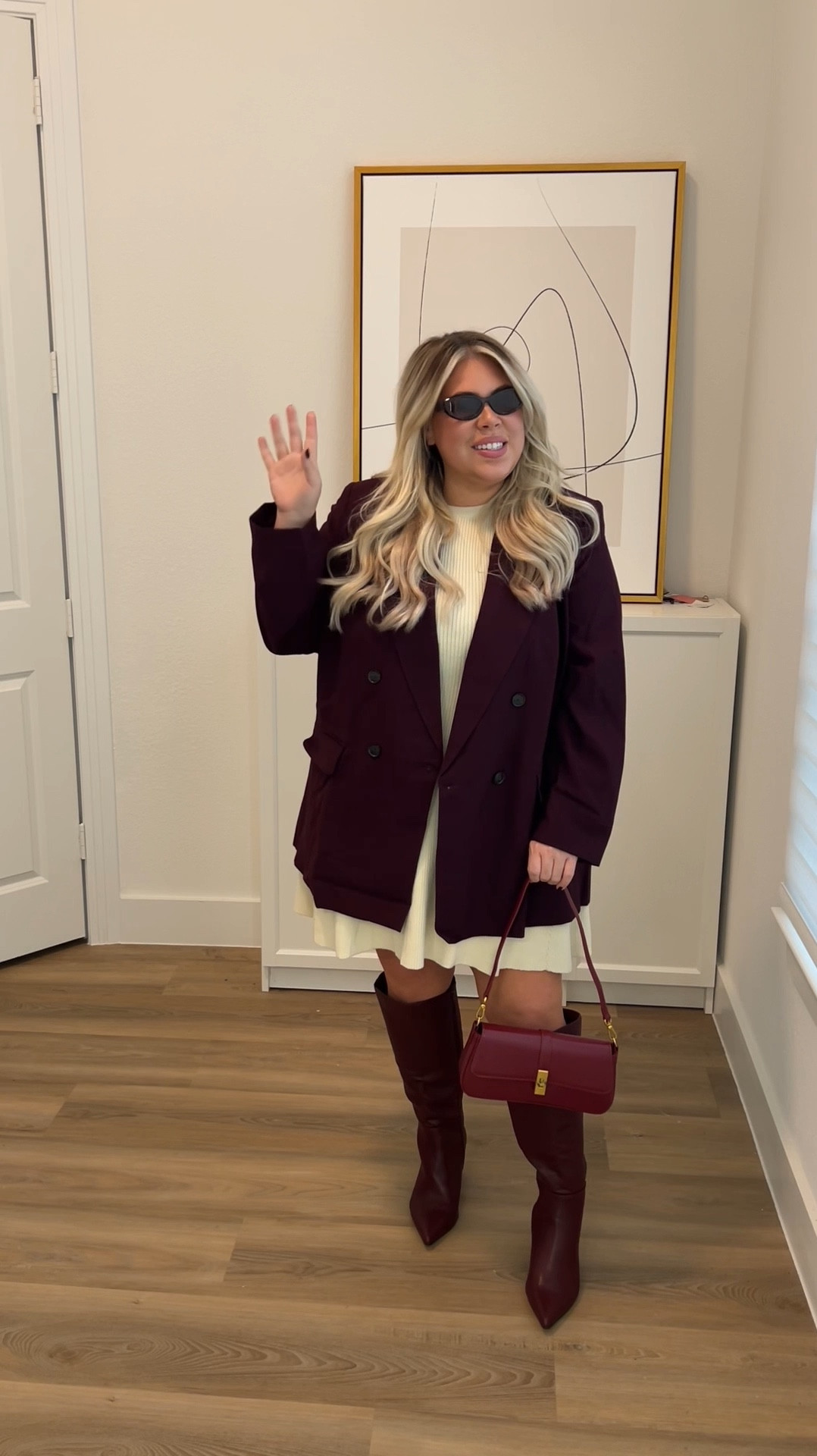 Fall out inspo + holiday inspo ♥️ 
Loving this look! 
Blazer, 2x. Dress, XXL. 

This look is so styling and affordable for fall! 

#LTKStyleTip #LTKFindsUnder50 #LTKVideo