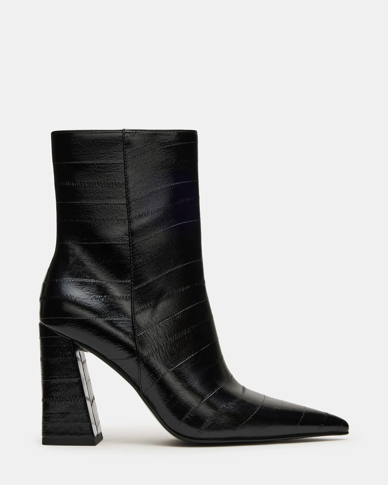 AUDREANA Black Eel Pointed-Toe Block Heel Women's Ankle Boot | Steve Madden (US)
