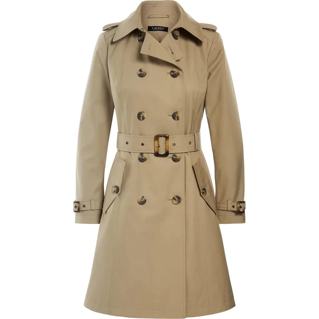 Lauren Ralph Lauren Cotton Blend Trench Coat in Sand at Nordstrom, Size Medium | Nordstrom