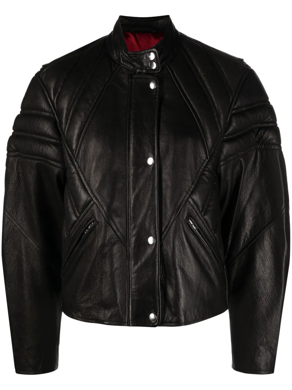 ISABEL MARANT padded-panels Leather Jacket - Farfetch | Farfetch Global