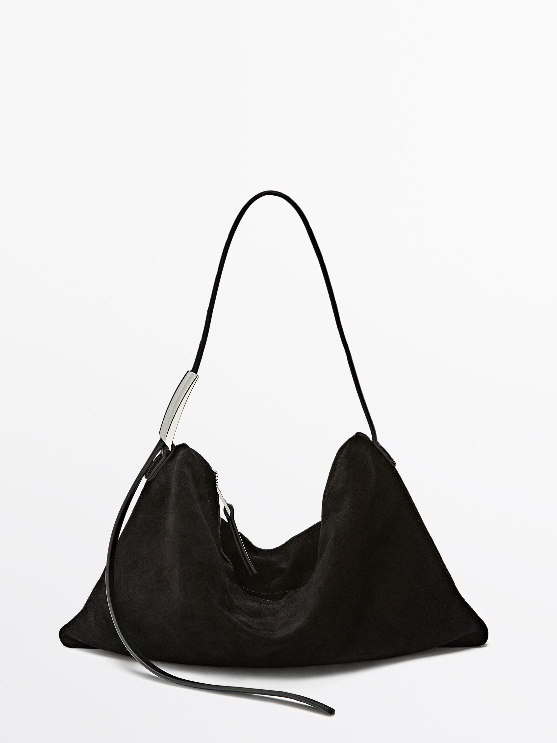 Small split suede leather bag | Massimo Dutti US