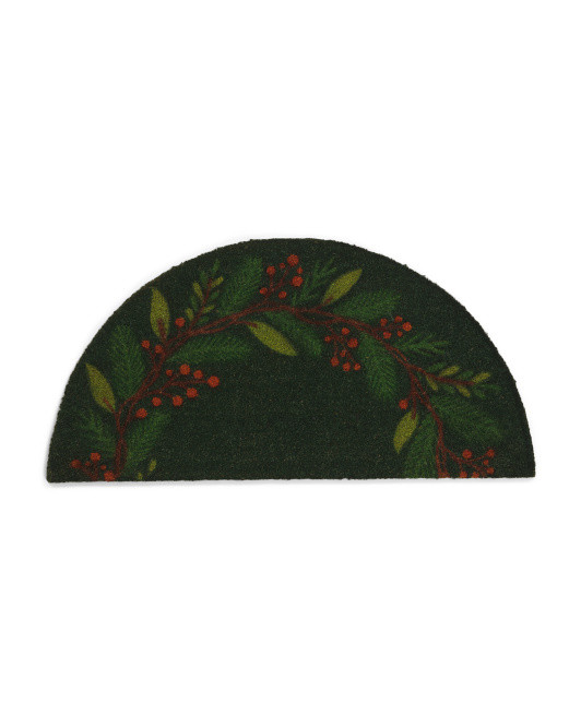 20x40 Winter Wreath Half Moon Coir Doormat | TJ Maxx