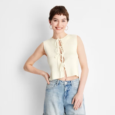 Women's Sleeveless Tie-Front Bow Sweater - Future Collective | Target