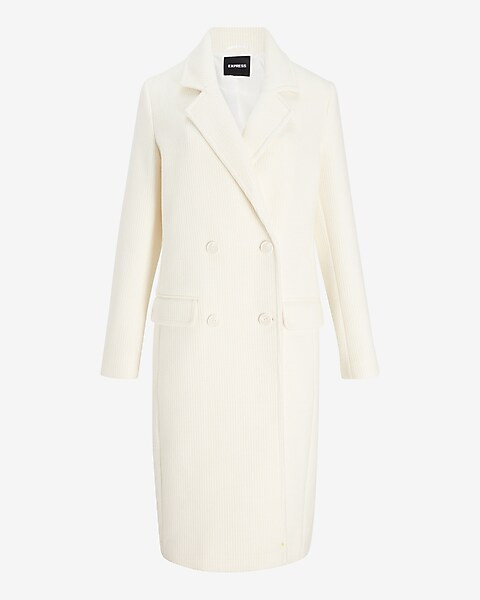 Wool-Blend Braided Rib Double Breasted Coat | Express