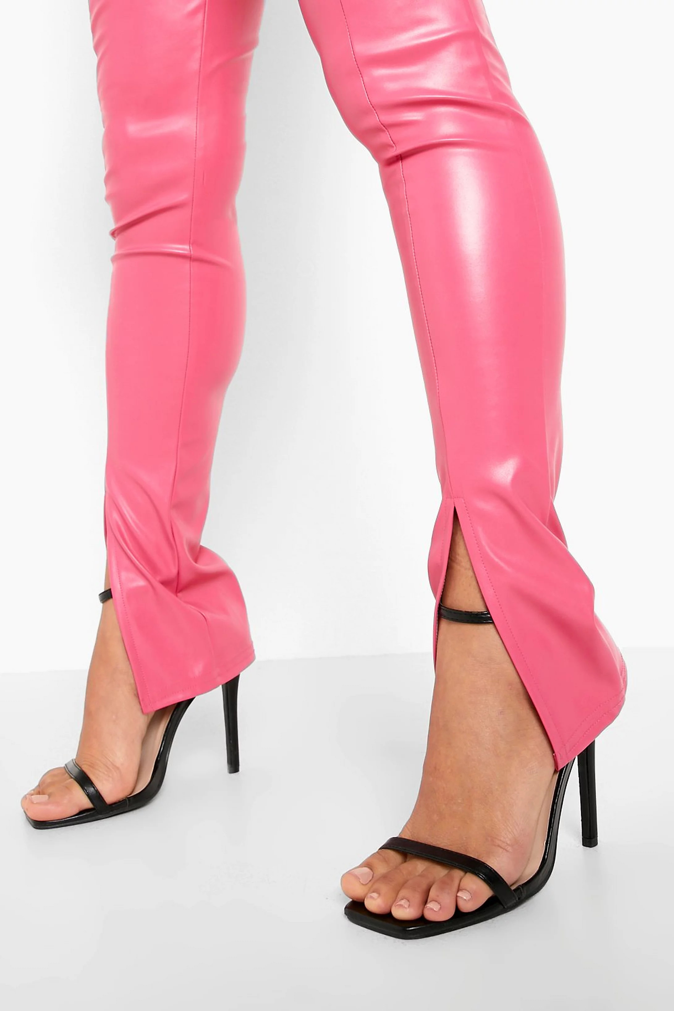 Front Seam Split Hem Pu Legging | Boohoo.com (US & CA)