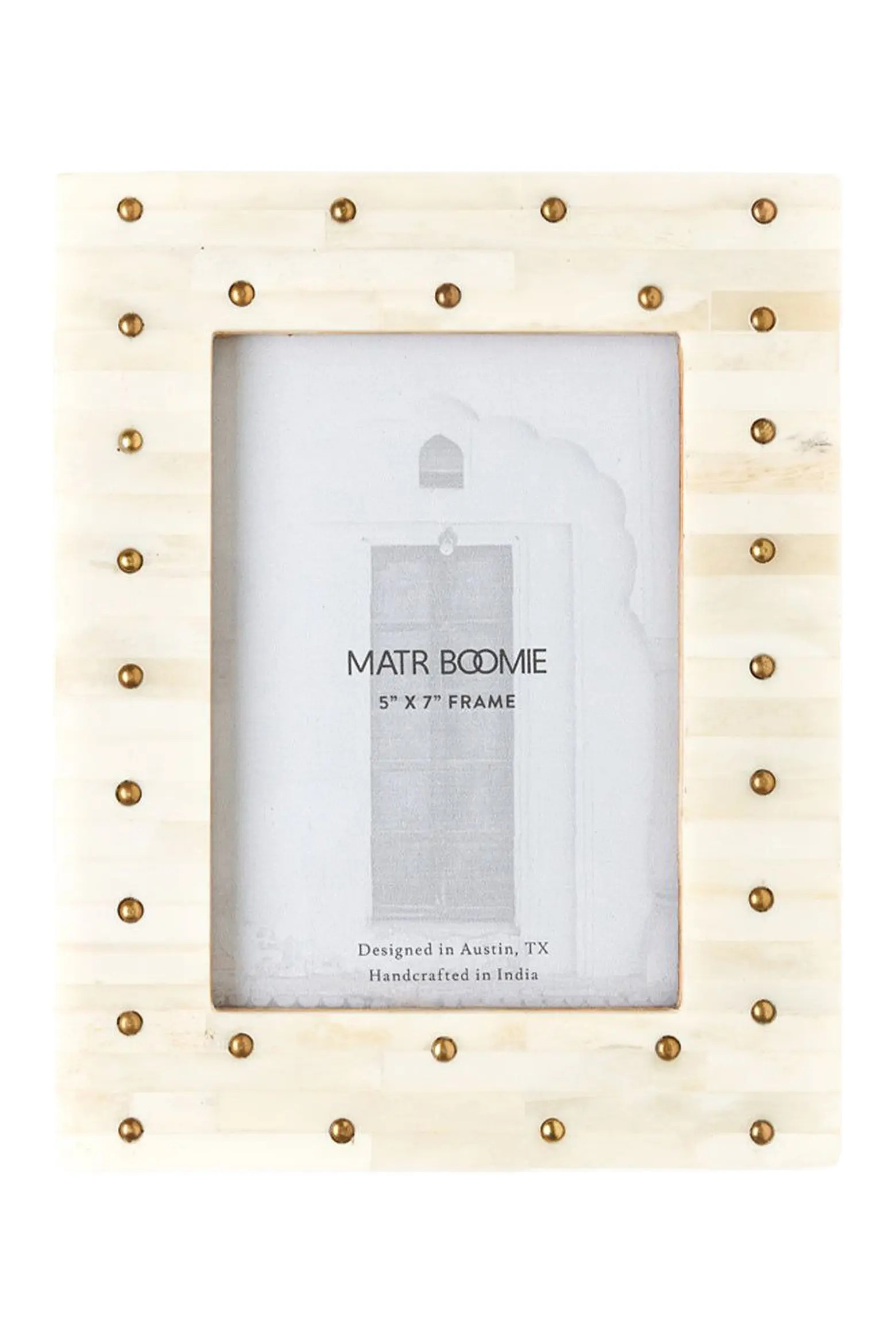 Mukhendu 5x7 Picture Frame - Carved Bone, Brass Studs | Nordstrom | Nordstrom