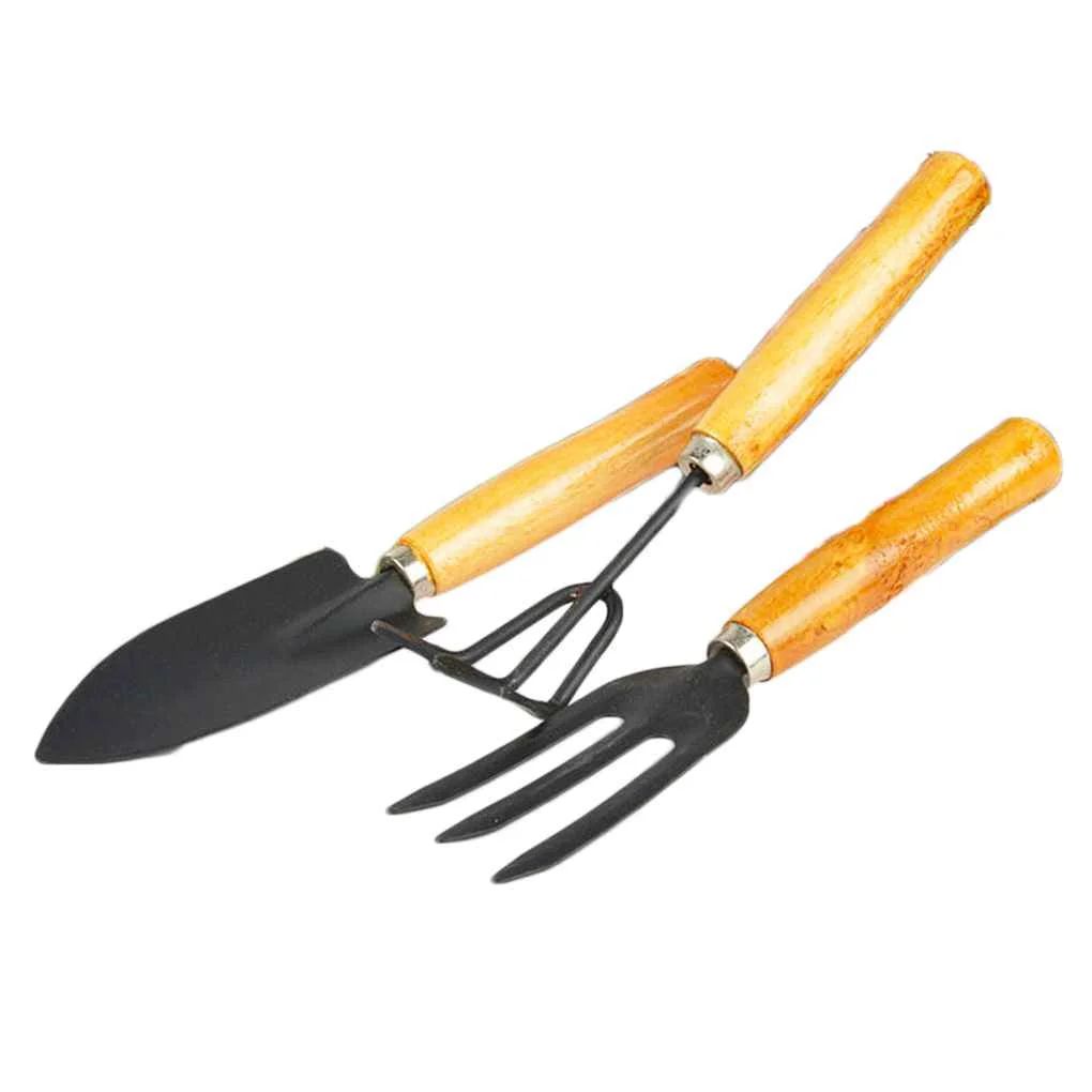 DRASHOME 3pcs Mini Garden Hand Tool Kit Plant Gardening Shovel Spade Rake Set Wood Handle Metal H... | Walmart (US)