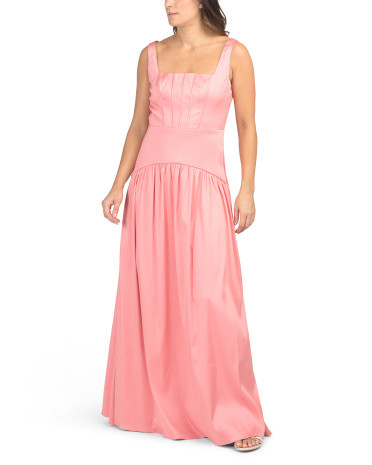 Sleeveless Dropped Waist Gown for Women | Polyester/Elastane | Marshalls