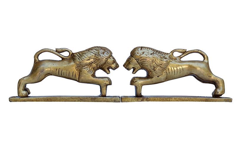 Gold Brass Lion Door Handles - Set of 2 - Interesting Things | One Kings Lane