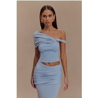 Irene Gathered Knit Top - Blue I MESHKI I Size S | MESHKI US