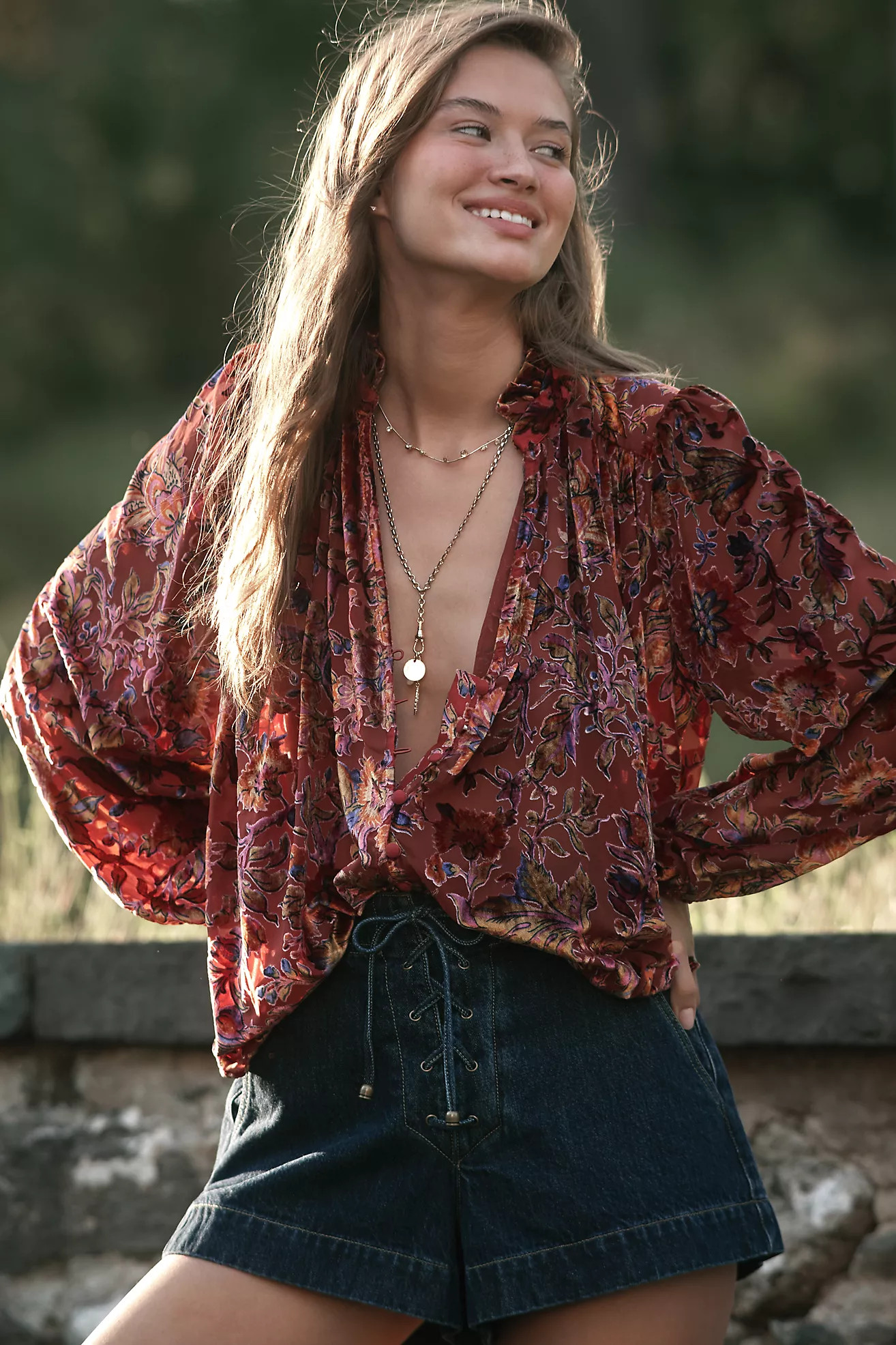 The Estela Burnout Sheer Printed Blouse | Anthropologie (US)