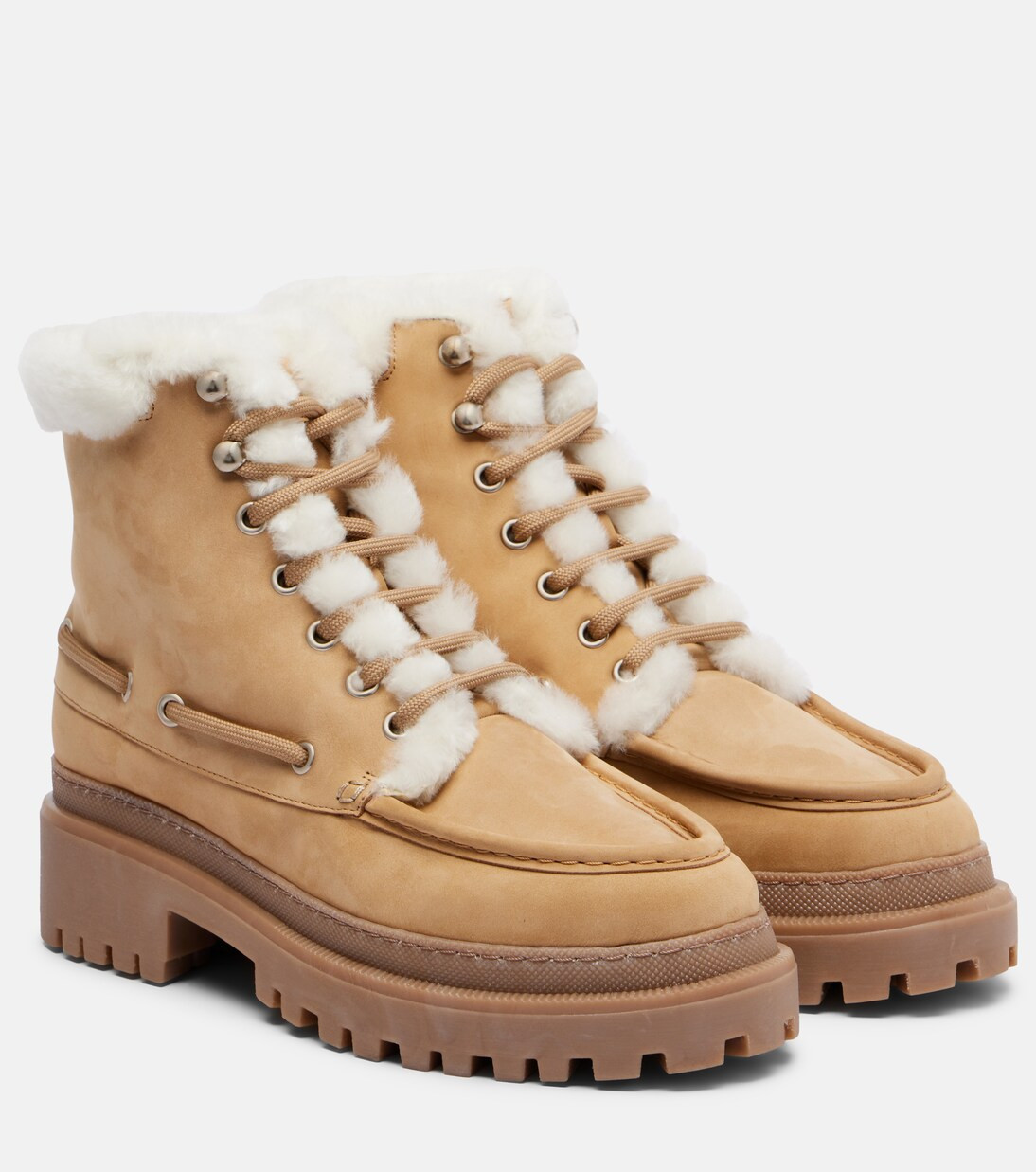 Shearling-lined suede lace-up boots | Mytheresa (US/CA)