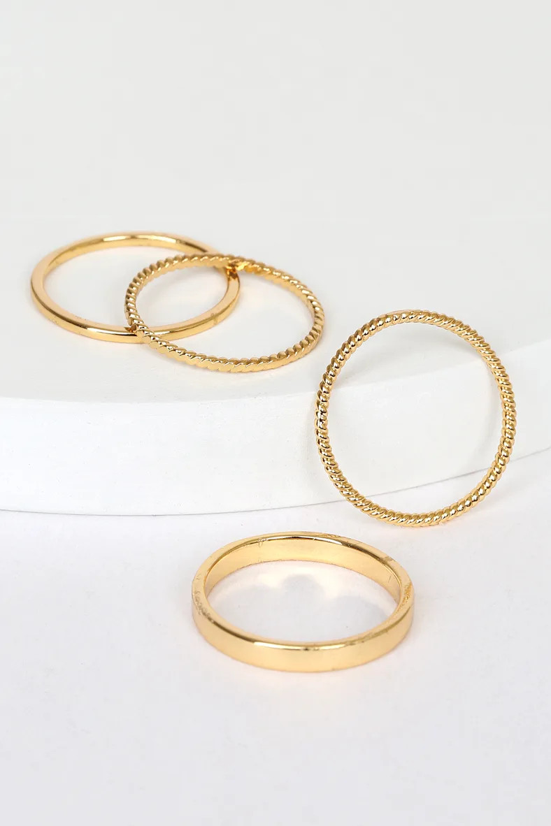 Minimal and Chic 14KT Gold Ring Set | Lulus (US)