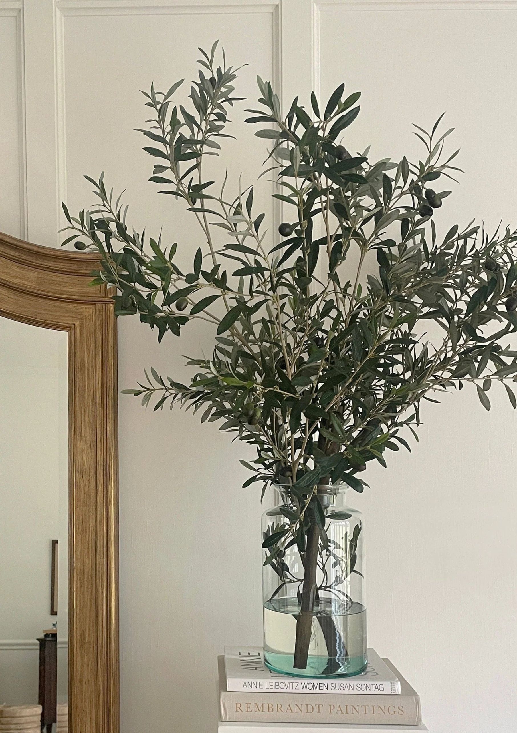 Artificial Olive Branch Arrangement in Glass Vase - 49" | Afloral