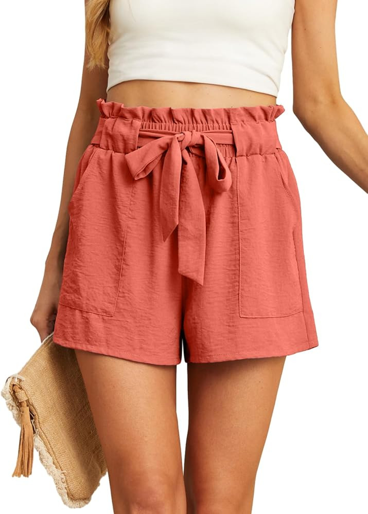 IWOLLENCE Womens Shorts with Pockets Summer Casual Shorts for Women Waist Casual Lightweight Adju... | Amazon (US)