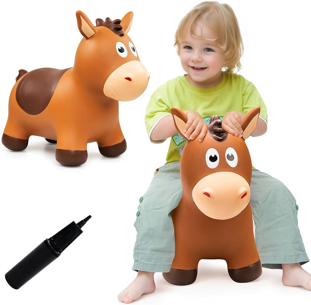 Bouncy Horse for Toddlers 1-3, Inflatable Ride on Bouncy Animal Hopper Toys for 1 2 3 4 5 Year Ol... | Amazon (US)