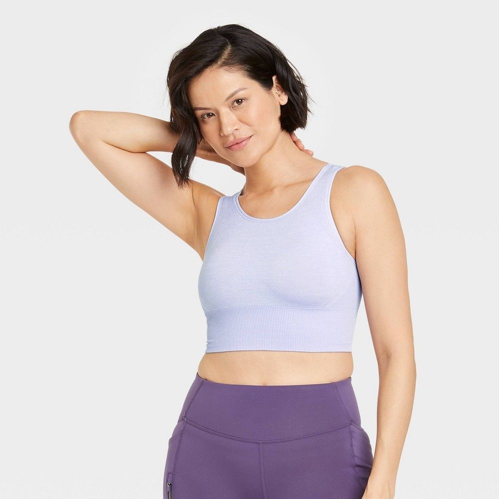 Women's Medium Support Longline Seamless Bra - All in Motion Heathered Lavender XS | Target