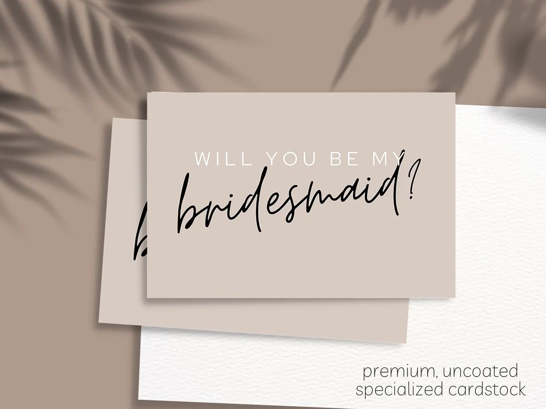Will You Be My Bridesmaid Proposal Card Maid of Honour Proposal Card Minimalist Wedding Entourage... | Etsy (US)