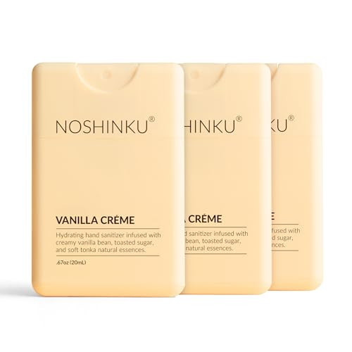 Noshinku - Refillable Hand Sanitizer Vanilla Crème 3-Pack, Travel Size Spray with Hydrating Botanical Oils, All Natural Origin Fragrance, Sugarcane Derived Alcohol, No Parabens, No Dyes | Amazon (US)