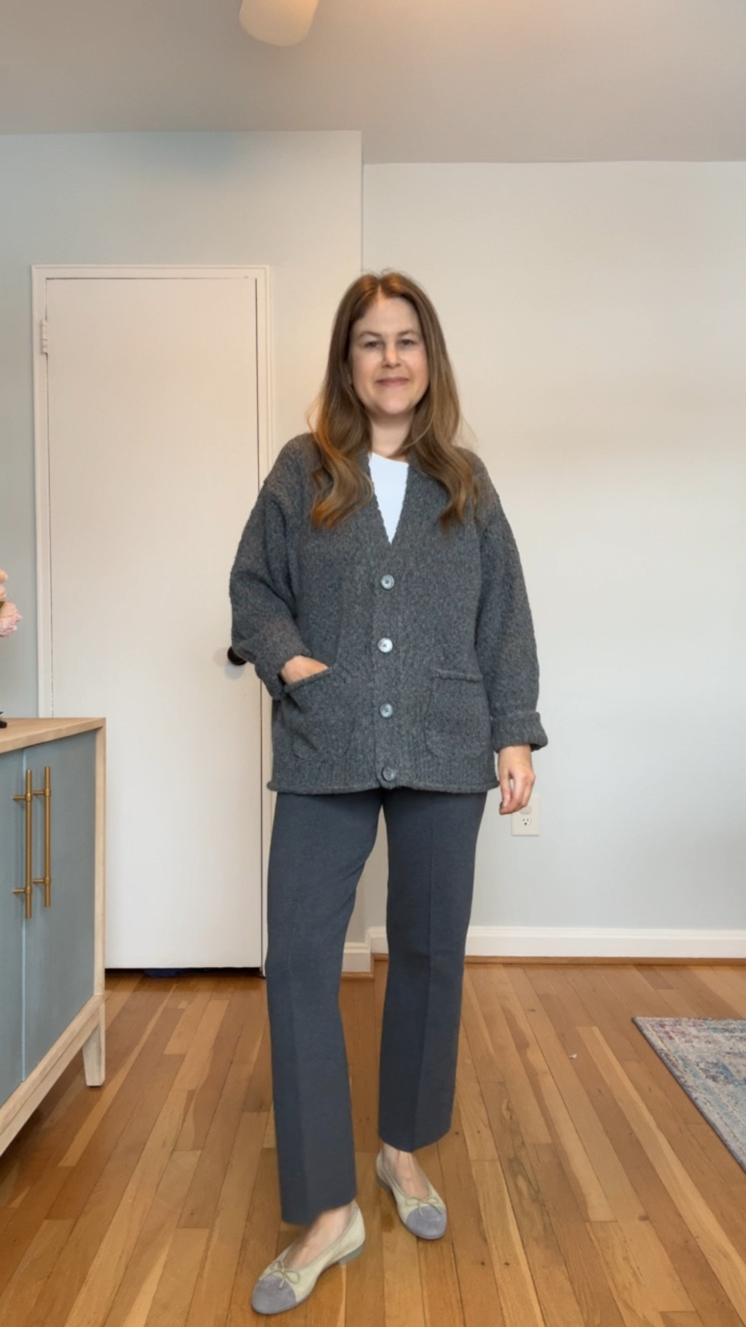 These grey knit pants or grey sweater pants as they’re called are a great casual option. I’m debating whether I’m going to keep this color (since I’m definitely keeping the navy), but I do love them styled with this sweater, which I am keeping! I’m wearing a size medium in the pants and a small in the cardigan. 

#LTKStyleTip