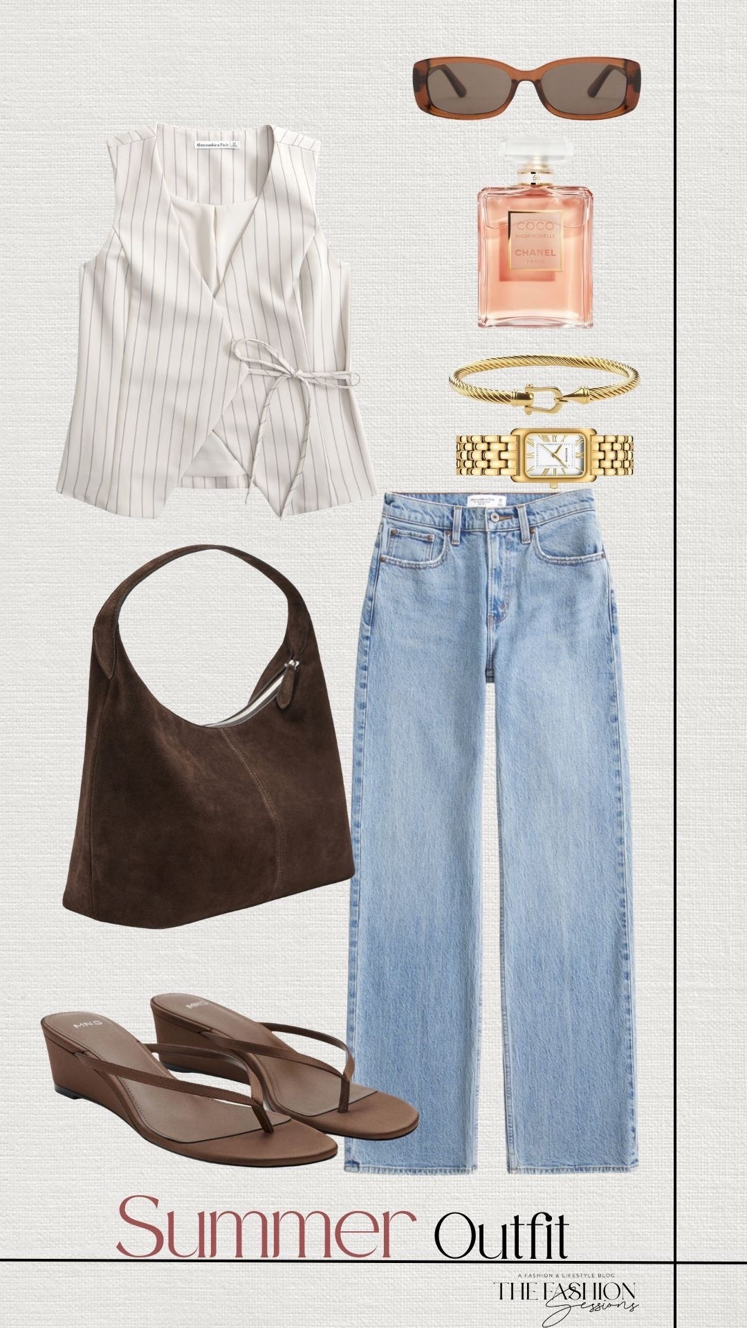 Summer Outfit Inspo | Wrapped Striped Top | Denim Jeans | Wedge Sandals | Suede Bag |

#LTKootd