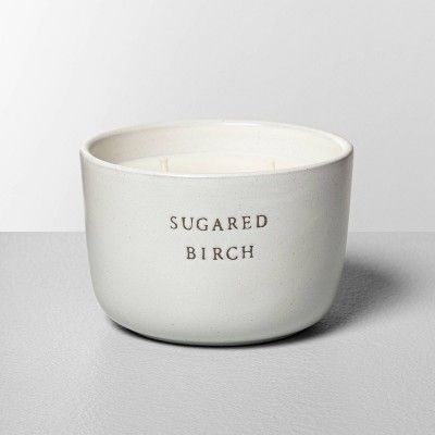 7.4oz Sugared Birch 2-Wick Ceramic Container Candle - Hearth &#38; Hand&#8482; with Magnolia | Target