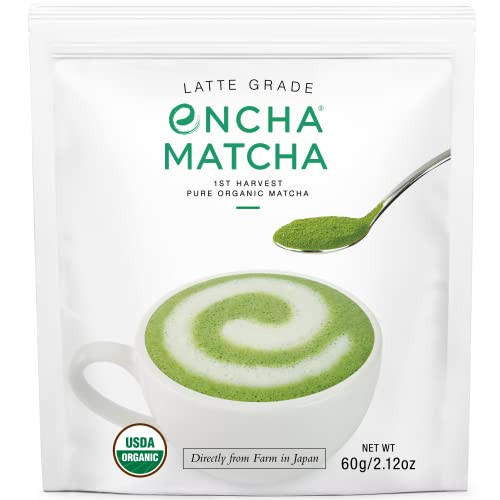 Encha Latte Grade Matcha Powder - First Harvest Organic Unsweetened Matcha Green Tea, From Uji, Japan (60g/2.12 Ounce) Premium Powder for matcha latte, smoothie | Caffeine, L-Theanine | Amazon (US)