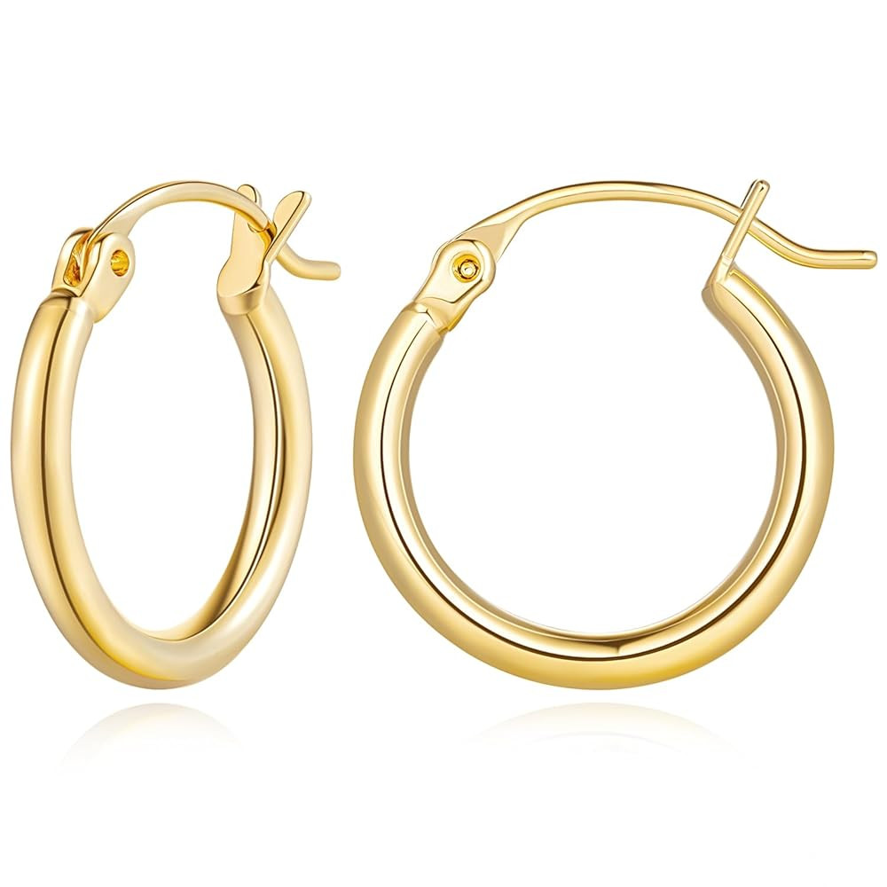 14K Gold Hoop Earrings, Huggie Hoop Earrings for Women, Mothers Day Valentines Anniversary Birthd... | Amazon (US)