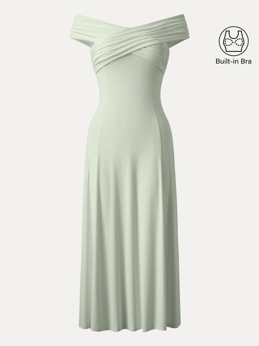 Flowy Criss Cross Off-shoulder Midi Brami Dress | OGLmove