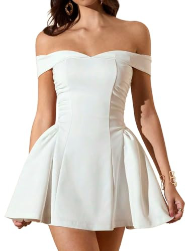 LAGSHIAN Women's Summer Classy Formal Sleeveless Off Shoulder A-line Cocktail Party Mini Dress | Amazon (US)