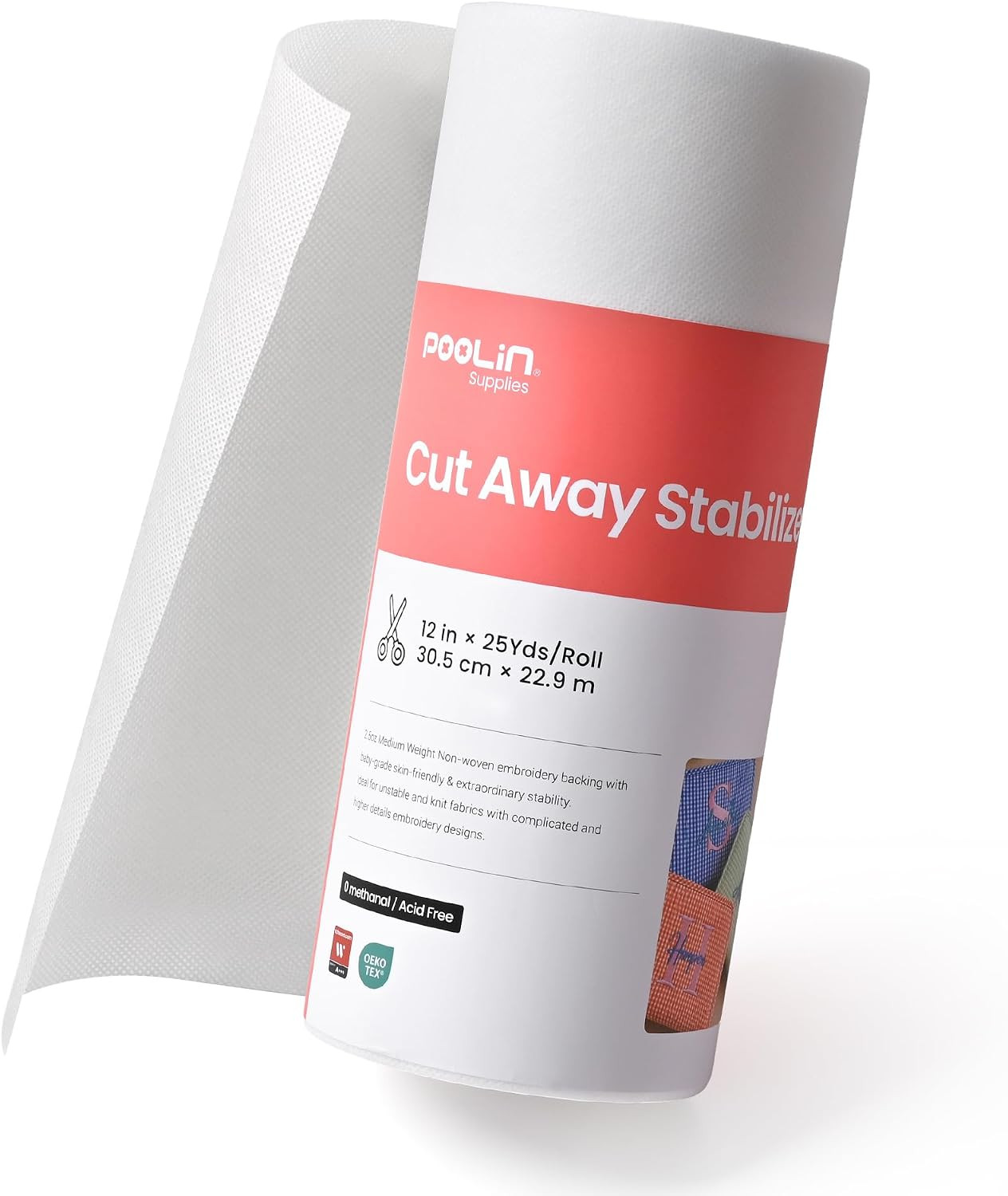 Poolin Cut Away Stabilizer 12" x 25 Yards Roll 2.5oz Medium Weight | Amazon (US)