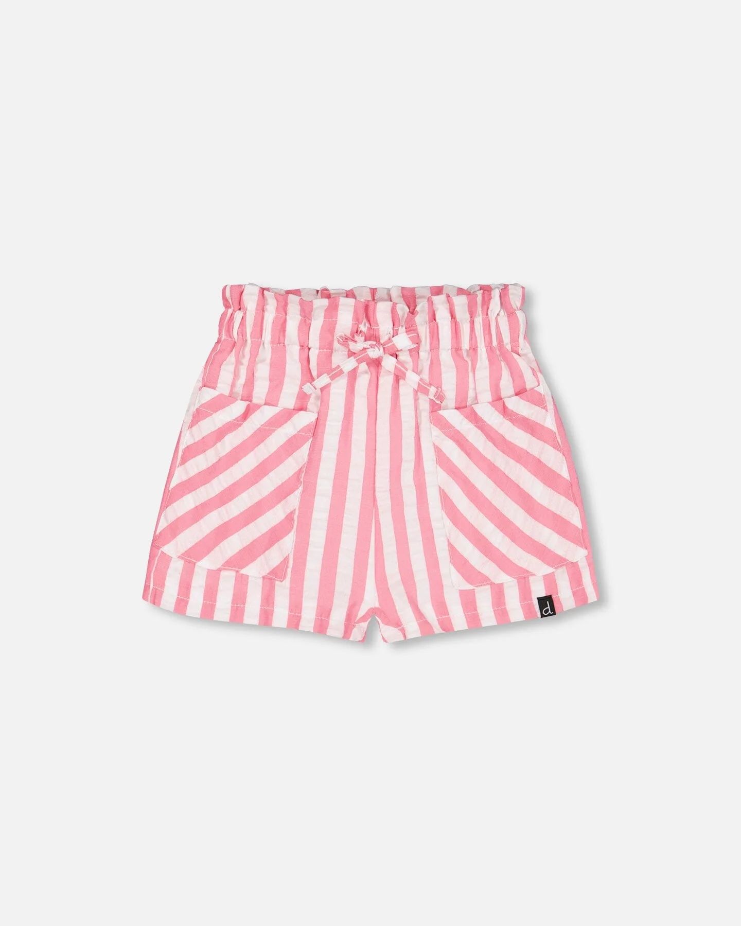 Striped Seersucker Short Bubble Gum Pink | Deux par Deux Childrens Designer Clothing