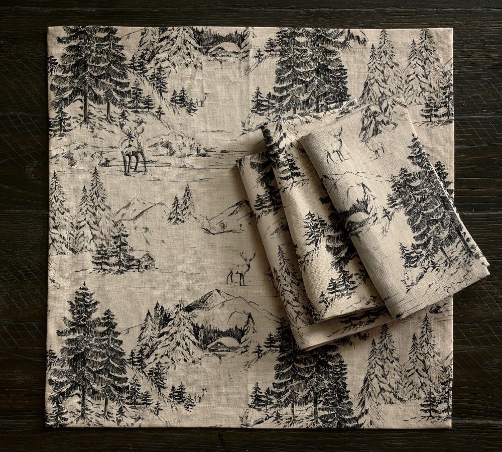 Rustic Forest Cotton/Linen Napkins - Set of 4 | Pottery Barn (US)