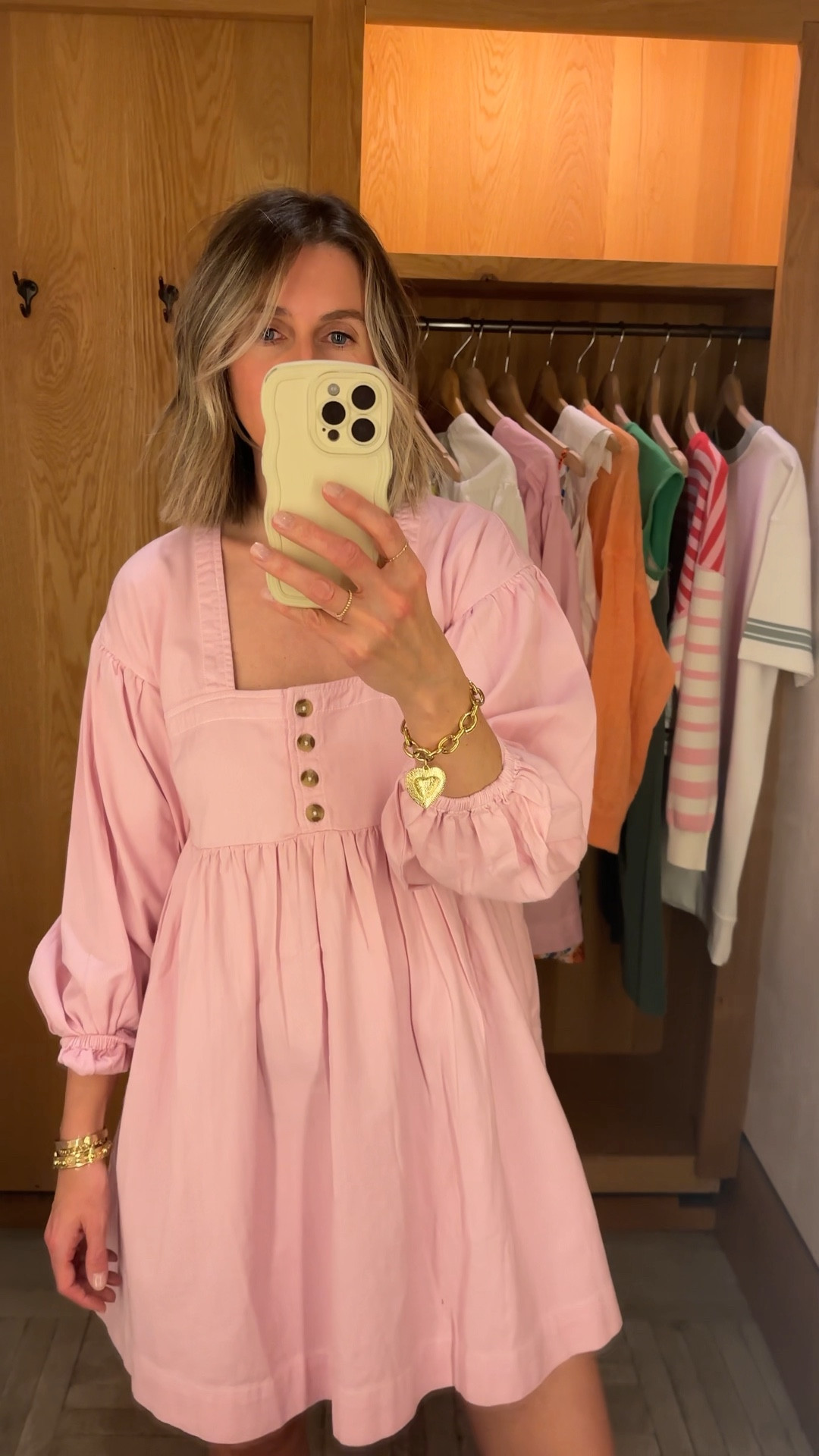 your spring wardrobe is calling. pick up the damn phone. 😉 

the denim babydoll dress of your dreams. the color. the sleeves. the fit. the structured, yet organic flow of the dress. so good. 👌 

wearing the xs. size down. 

#LTKstyletip #LTKparties #LTKover40