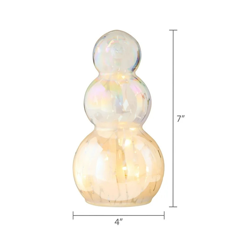 Glass Light-Up Snowman Christmas Decoration, White, 6.75", by Holiday Time | Walmart (US)