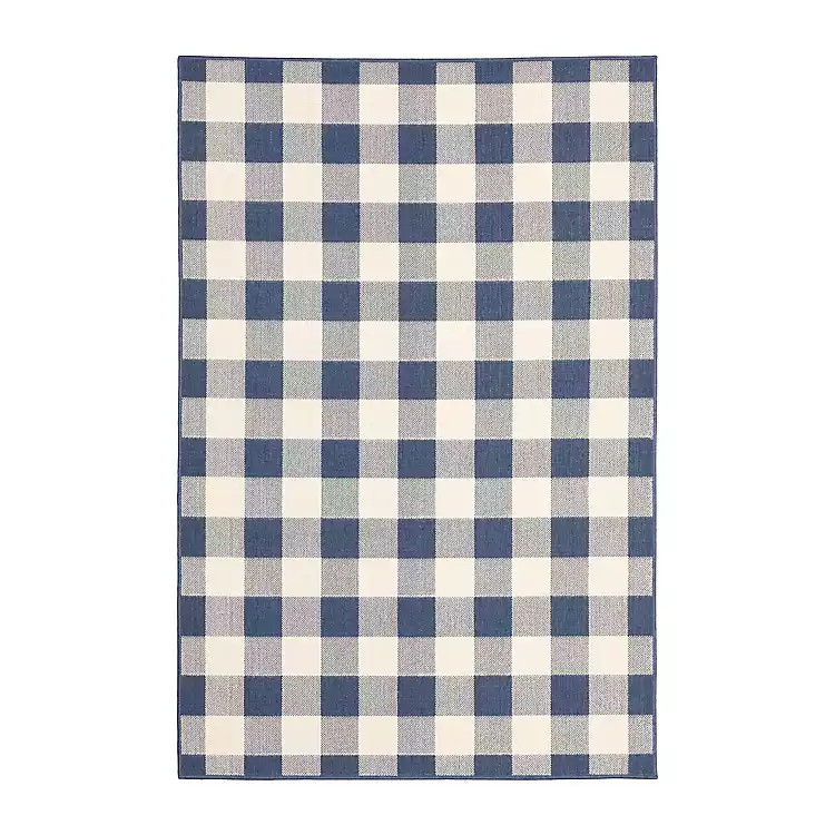 Blue Buffalo Check Outdoor Accent Rug, 2x3 | Kirkland's Home