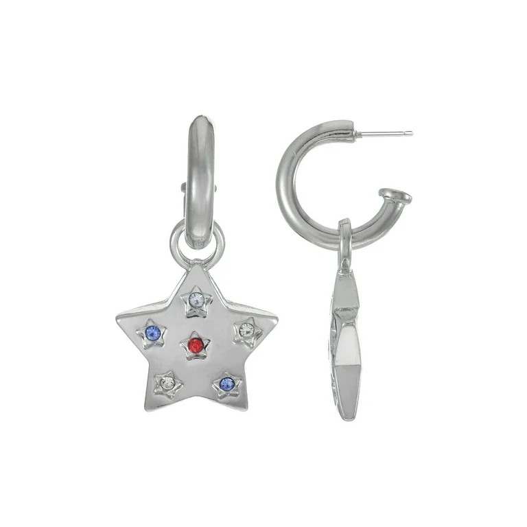 Way to Celebrate Americana Crystal Star Mini Hoop Earrings | Walmart (US)