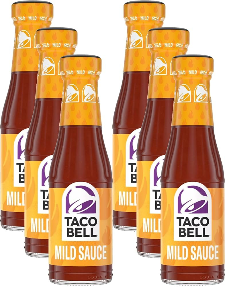 Taco Bell Mild Sauce 7.5 Ounce Bottle (Pack of 6) with By The Cup Swivel Spoons | Amazon (US)