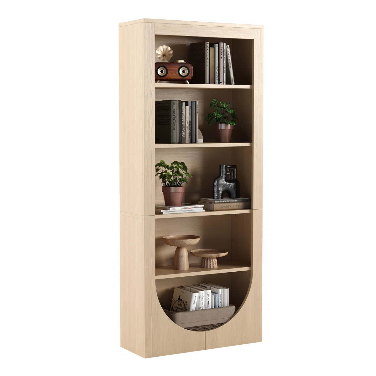 Latitude Run® 70 In Tall Bookcase, 5-tier Arched Bookshelf With Reversible Design & Reviews | Wa... | Wayfair North America