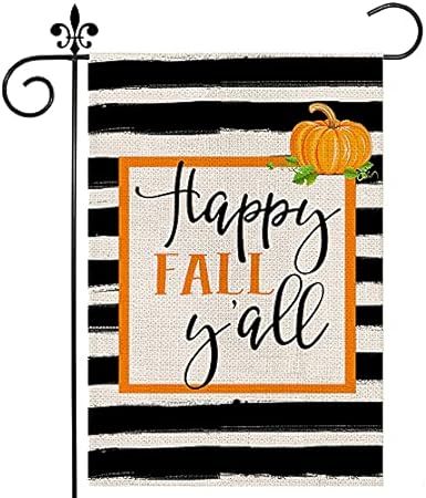 Jackmold Happy Fall Y'all Garden Flag Balck Stripe Pumpkin Welcome Garden Flags Double Sided Farm... | Amazon (US)