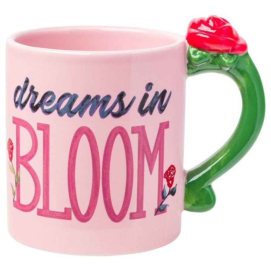 Silver Buffalo Disney Belle Dreams in Bloom Roses Shaped Handle Ceramic Mug, 20 Ounces | Amazon (US)