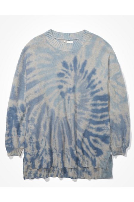 AE Oversized Crew Neck Sweater Women's Blue XXS | American Eagle Outfitters (US & CA)