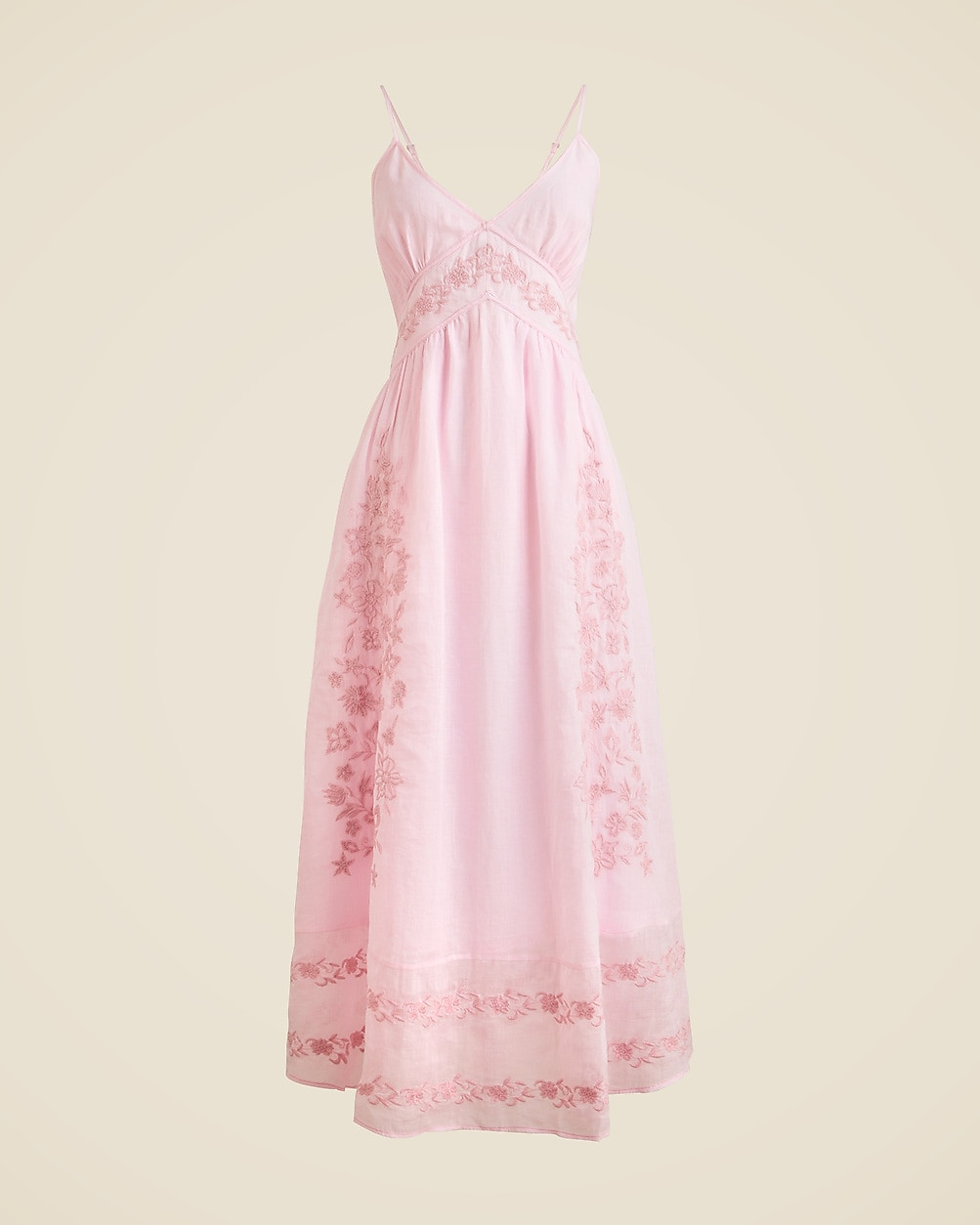 Embroidered midi dress in ramie | J. Crew US